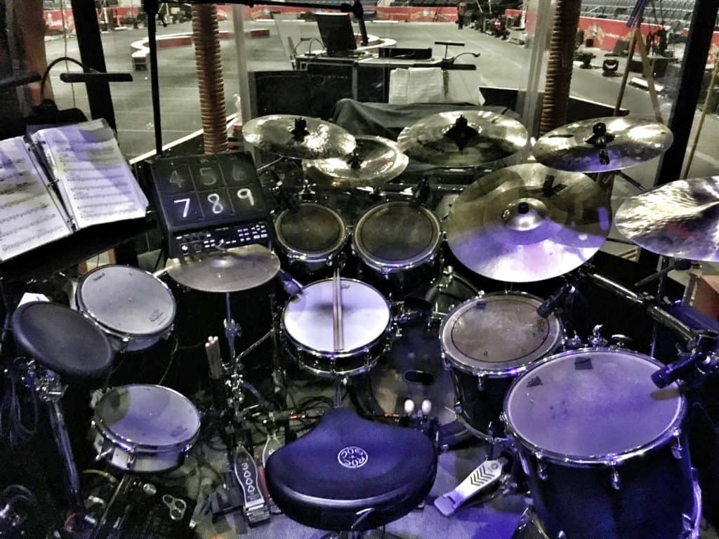 Chaz Chambers at the drum kit with Ringling Bros. Circus XTREME