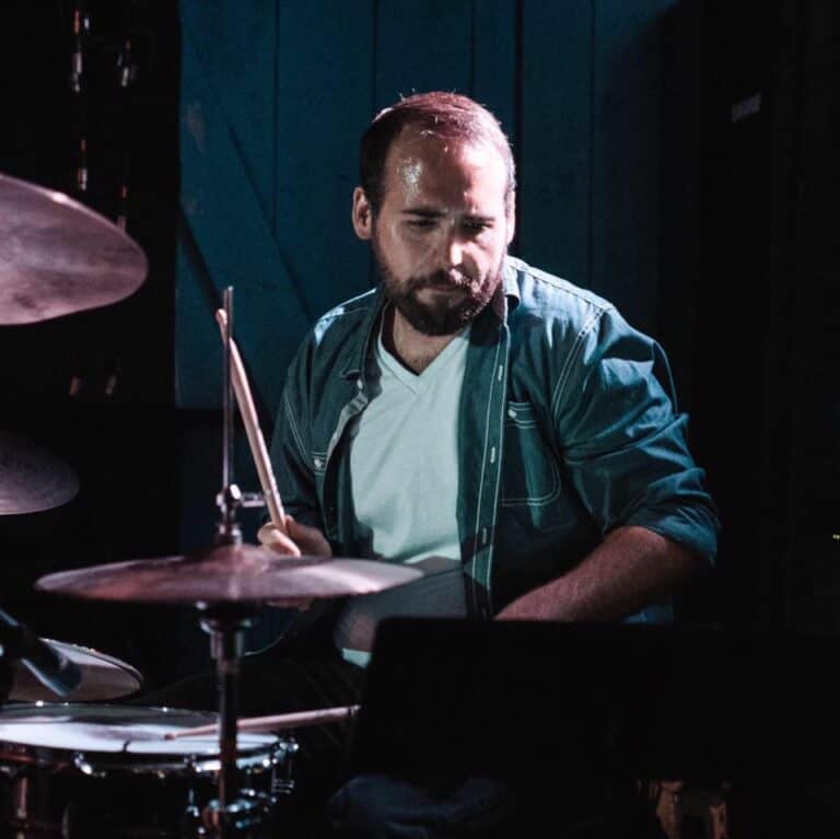 Chaz Chambers performing behind a drum kit in Nashville